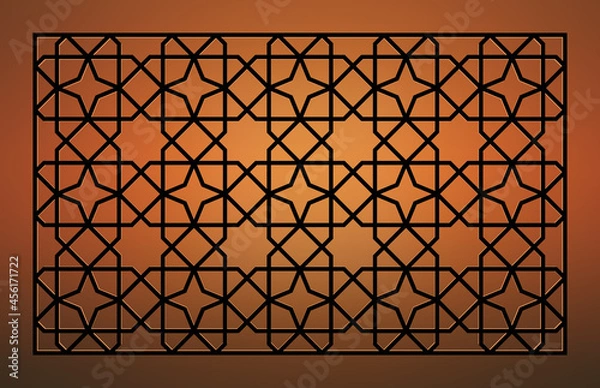 Obraz Laser Cutting Template. Decorative Lattice. Middle Eastern Geometric Pattern.
