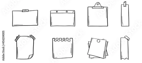 Fototapeta Notepaper in sketch. Transparent paper note in doodle. Hand drawn note page. Notepaper in doodle. Reminder in sketch