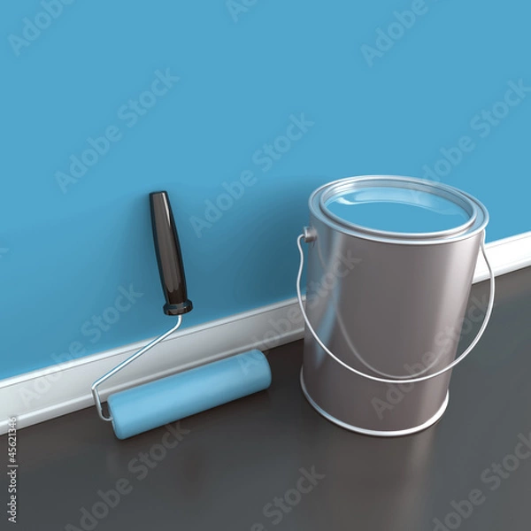 Obraz Paint can with a blue paint