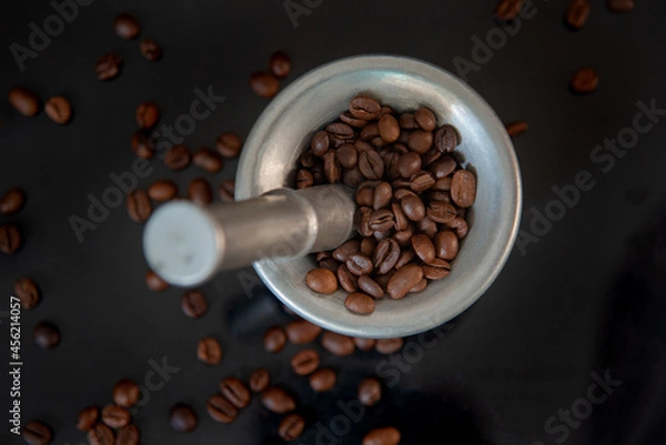 Obraz coffee beans in a mortar
