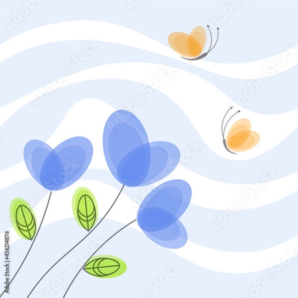 Obraz decorative flowers butterflies pattern abstraction waves