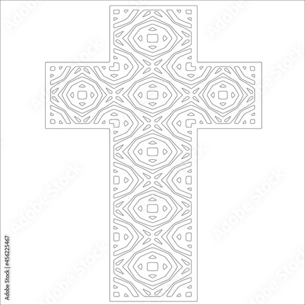Fototapeta cross with black and white patterns on a white background. 
Repeating geometric pattern from striped elements. 