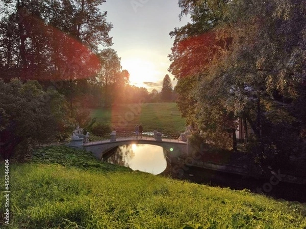 Obraz landscape Bridge at Lake in park