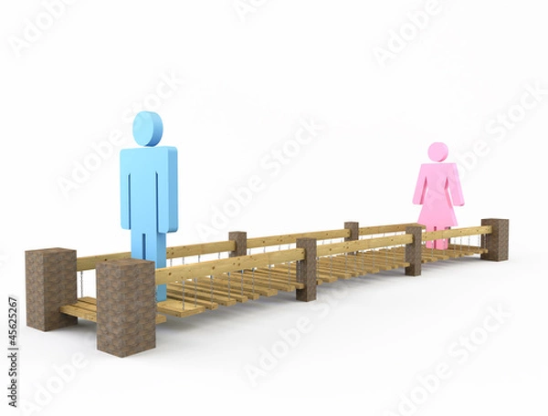 Fototapeta Два человека на узком мосту