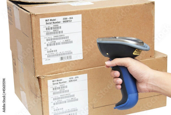 Obraz Scanning boxes with buletooth barcode scanner