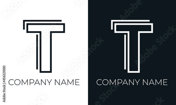 Fototapeta Initial letter t logo vector design template. Creative modern trendy t typography and black colors.