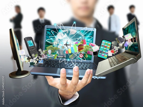 Obraz Man holding social object