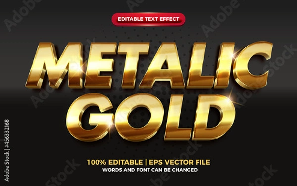 Fototapeta Metalic gold shiny 3d editable text effect