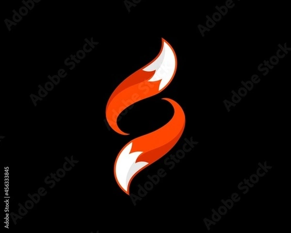 Obraz Orange tail fox with S letter initial
