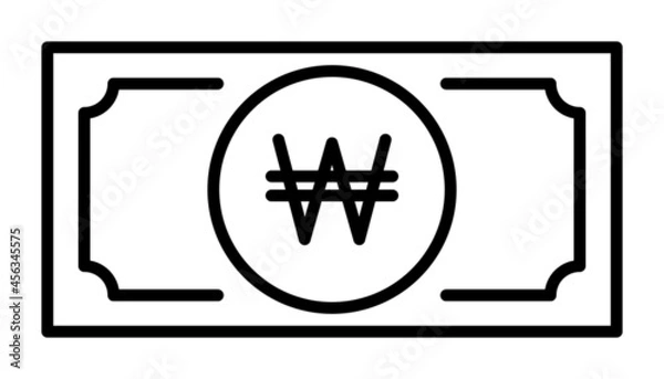 Obraz 大韓民国ウォン　朝鮮民主主義人民共和国ウォン　紙幣　ベクターイラスト