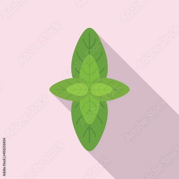 Fototapeta Basil herb icon flat vector. Spice leaf