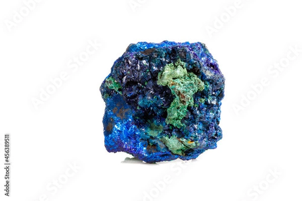 Fototapeta Macro mineral stone malachite with azurite on white background