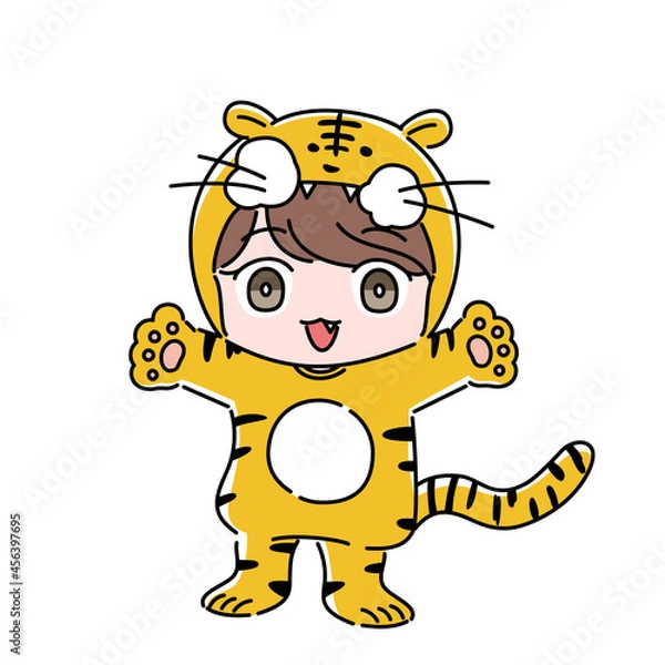 Obraz 寅年のイラスト　トラの着ぐるみを着た子ども