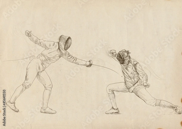 Fototapeta fencing - hand drawing picture (this is original drawing)