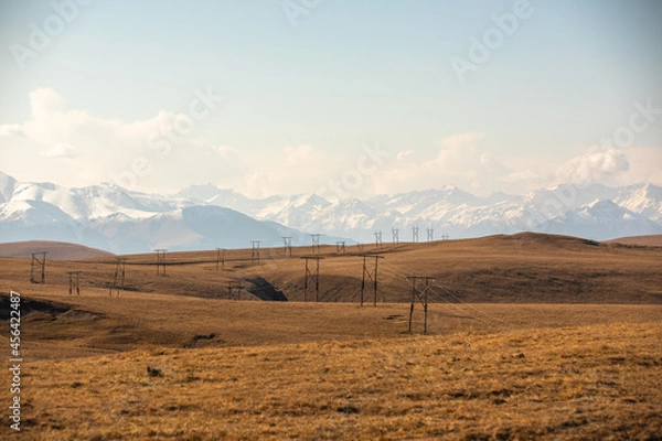 Obraz power lines in the mountains