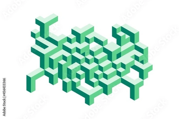 Obraz Abstract isometric green tangle on a white background 