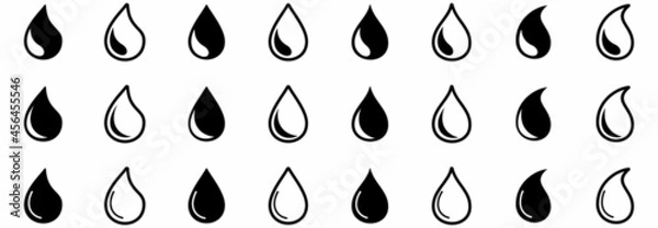 Fototapeta water drop icon set, water drop vector set, water drop symbol illustrations