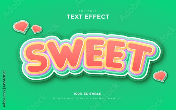 Fototapeta Sweet soft 3d editable text effect
