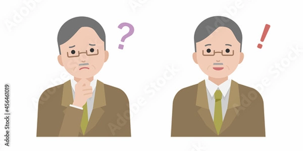 Obraz 悩みが解決したシニアビジネスマン