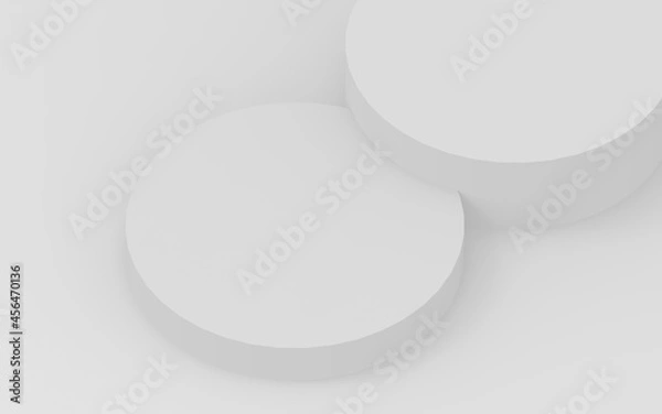 Fototapeta Abstract 3d gray white color cylinder podium minimal studio background.