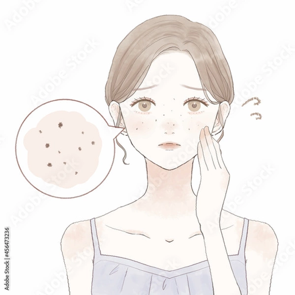 Obraz 黒ずみ毛穴に悩む女性