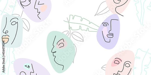 Obraz Face line pattern. Minimal art one line drawing.