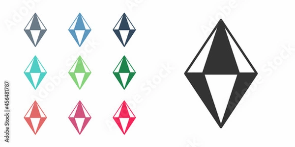 Obraz Black Gem stone icon isolated on white background. Jewelry symbol. Diamond. Set icons colorful. Vector