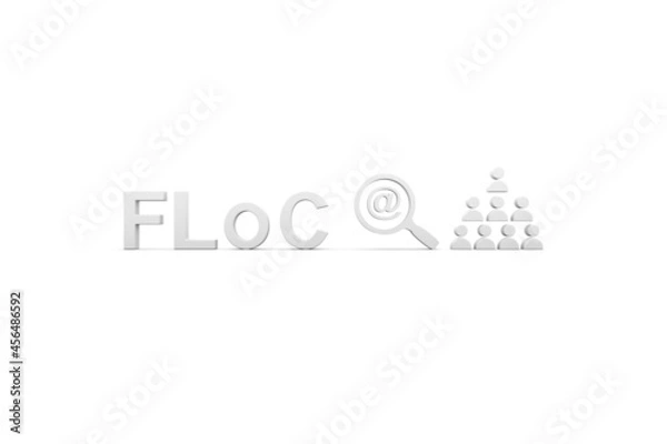 Obraz FLoC concept white background 3d render illustration