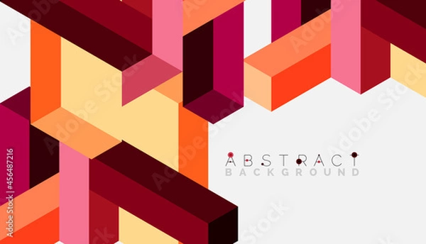 Fototapeta Abstract background. 3d cubes, cubic elements and blocks. Techno or business concept for wallpaper, banner, background, landing page