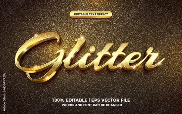 Fototapeta 3d gold glitter text style effect template editable