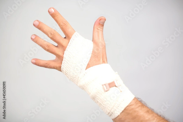 Obraz Elastic bandage on hand. Healthcare and medicine