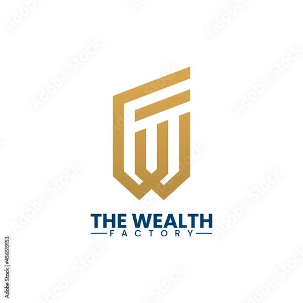 Fototapeta illustration vector graphic of letter W and F. The shape is fit in to accounting, finance advisor, wealth management logo