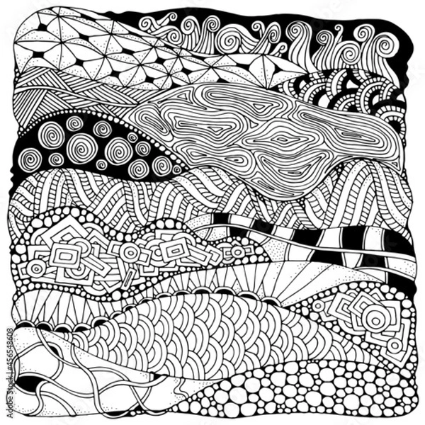 Fototapeta Artistically ethnic pattern. Hand-drawn, ethnic, floral, retro, doodle, vector, zentangle tribal design element. Pattern for coloring book