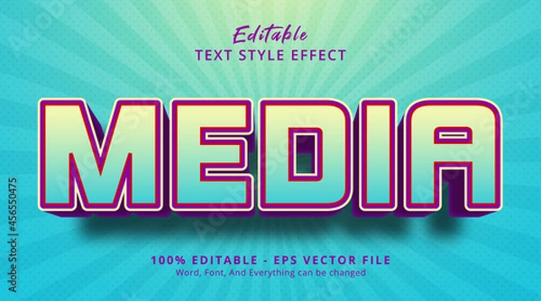 Fototapeta Media text on light color combination style, editable text effect