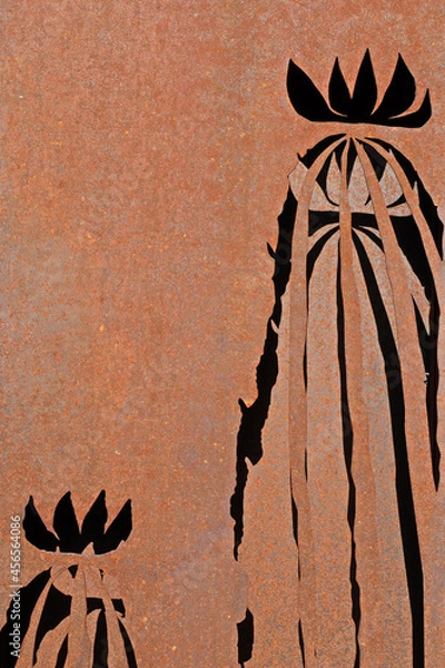 Obraz Detail of a copper panel against sunlight, shade and shadow of abstract shape on metal plate