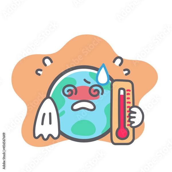 Obraz 地球温暖化に関する地球のイラストセット