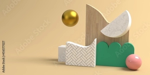 Obraz Abstract 3D render of minimal geometric shapes