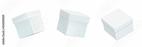 Obraz vector set of white boxes in different angles in a realistic style, 3d. Empty gift box, packaging. Sample. stock illustration on white background
