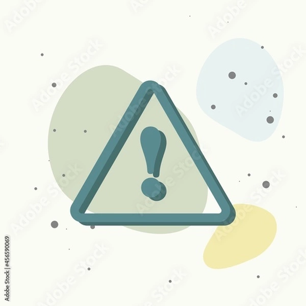 Fototapeta Danger sign flat icon on white background on multicolored background.