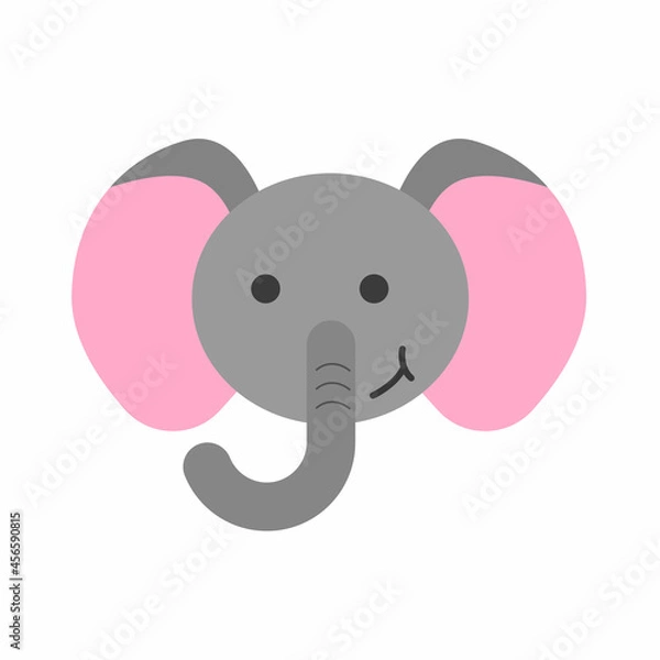 Obraz Cute head elephant. Flat illustration