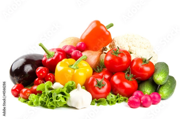 Obraz Kupie warzyw na białym tle