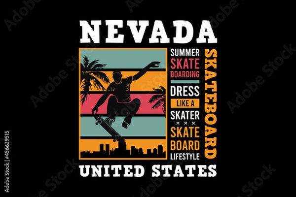 Fototapeta .Nevada skateboarding, design sleety retro style.