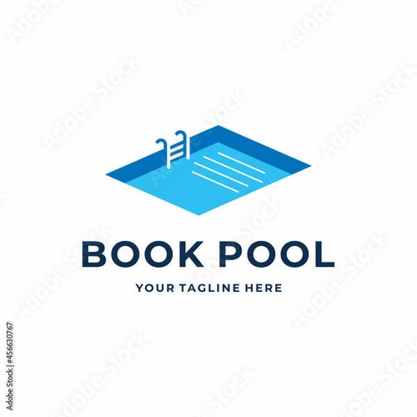 Fototapeta Simple Book and swimming pool logo design template elements