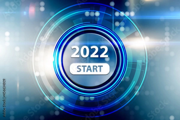 Fototapeta Button with the start of the year 2022