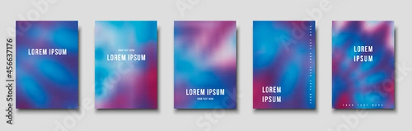Fototapeta Set of cover templates. Hand painted psychedelic tie dye blurred background. Vector illustrations for posters, flyers and placards design