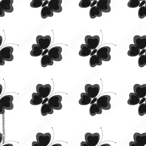 Obraz monochrome design butterflies textile print seamless pattern