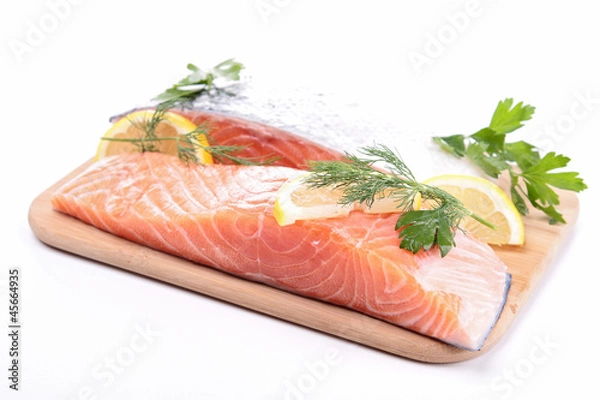 Obraz isolated raw salmon