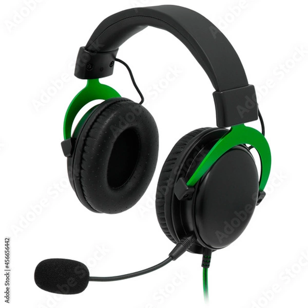 Obraz black gaming over ear headset isolated on white background