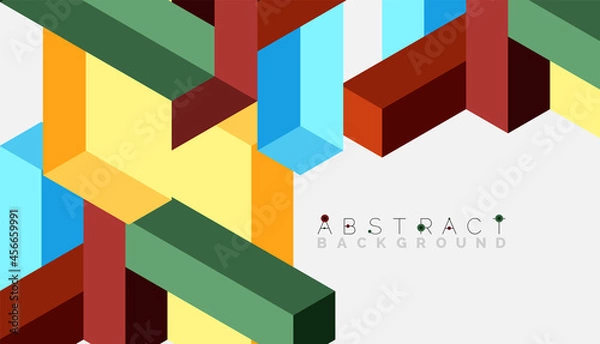 Fototapeta Abstract background. 3d cubes, cubic elements and blocks. Techno or business concept for wallpaper, banner, background, landing page