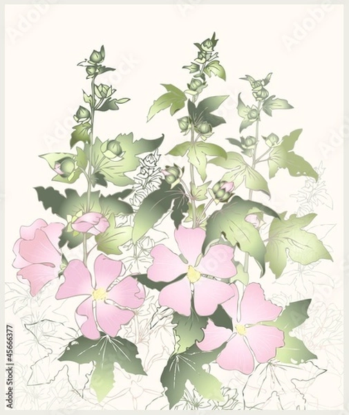 Fototapeta Greeting card with mallow.